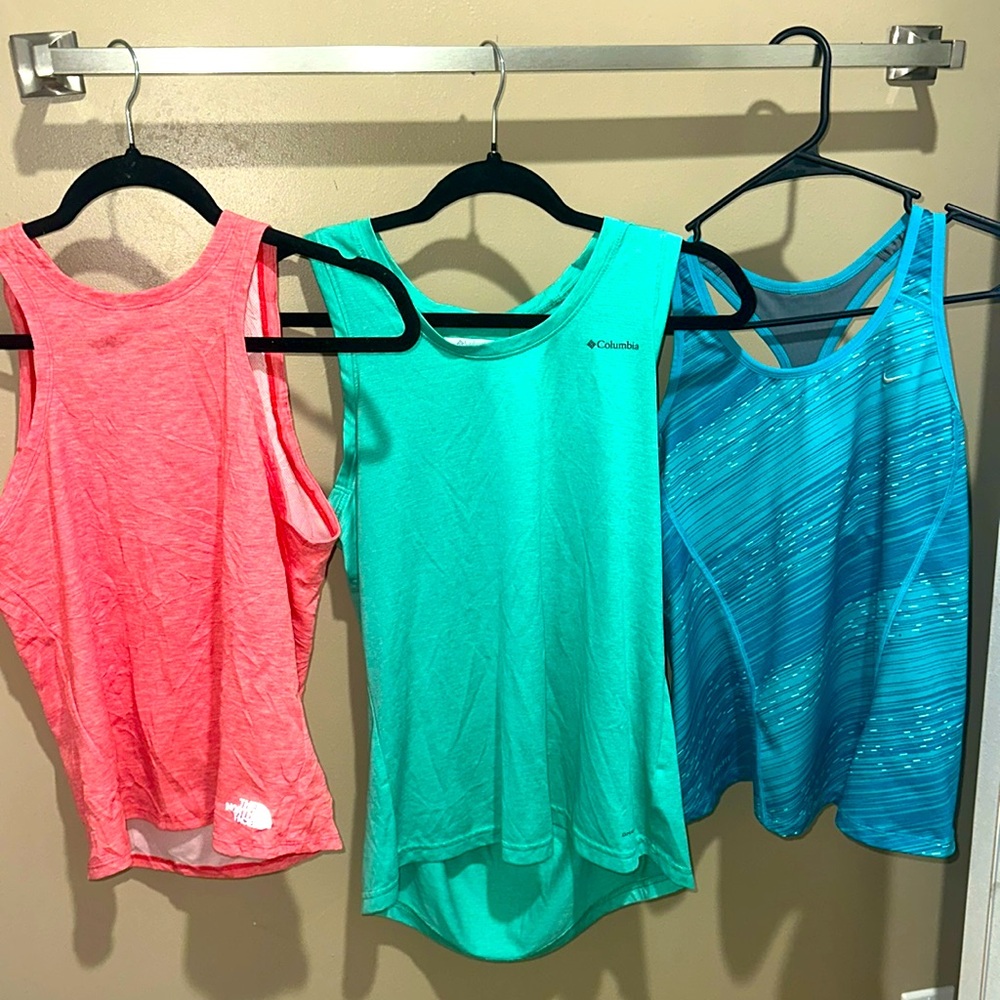 Each $10 or all three for $23 Columbia , Nike , The North Face